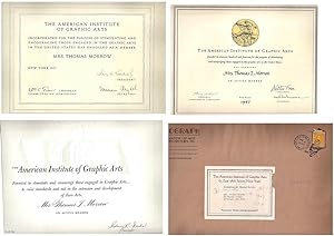 American Institute of Graphic Arts (3 different SIGNED Membership Certificates by 3 past Preseide...