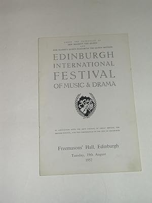 Edinburgh International Festival of Music & Drama, Freemason's Hall, Edinburgh, Tuesday, 19th Aug...