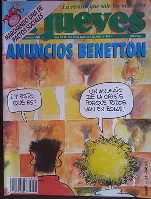 EL JUEVES Nº 840. ANUNCIOS BENETTON. JULIO 1993.