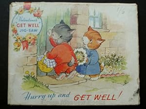 HURRY UP AND GET WELL! JIG-SAW GREETING CARD - PUSSY CATS!