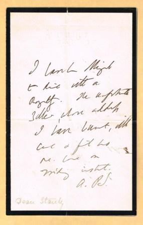 Autograph Note on Mourning Paper: Undated
