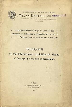 Programm of the international exhibition of means of carriage by land and of aeronautics [cover t...