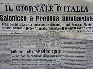 "IL GIORNALE D'ITALIA Mercoledì 1 Gennaio 1941 ULTIMA EDIZIONE - SALONICCO E PREVESA BOMBARDATE"