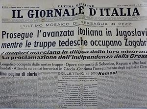 "IL GIORNALE D'ITALIA Ultima Edizione Sabato 12 Aprile 1942 - XIX PROSEGUE L'AVANZATA ITALIANA IN...