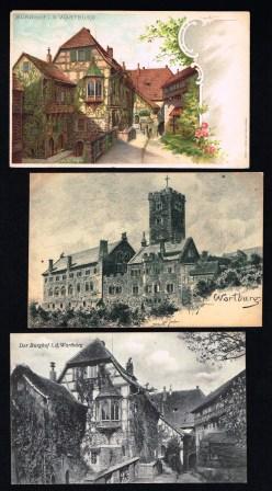 WARTBURG ; Lot of 3 Antique Postcards
