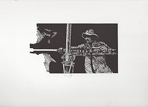 The Compressed-Air Drill (original Signed Wood-Engraving from Gold Rush: Twenty-Five Wood Engravi...
