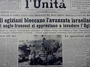"L'UNITA' Organo del Partito Comunista Italiano Edizione della Liguria Mercoledì 31 Ottobre 1956 ...