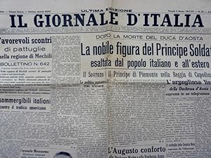 "IL GIORNALE D'ITALIA Ultima Edizione Venerdì 6 Marzo 1942 - XIX DOPO LA MORTE DEL DUCA D'AOSTA: ...