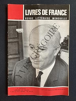 LIVRES DE FRANCE (revue littéraire mensuelle)-AOUT/SEPTEMBRE 1967