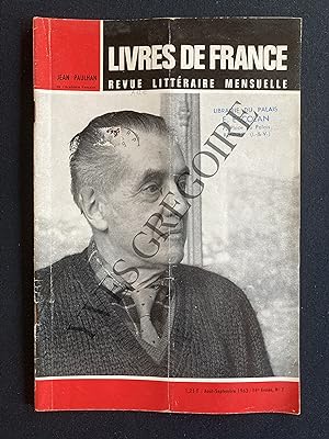 LIVRES DE FRANCE (revue littéraire mensuelle)-AOUT/SEPTEMBRE 1963