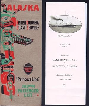 ALASKA, BRITISH COLUMBIA COAST SERVICE Princess Line Saloon Passenger List