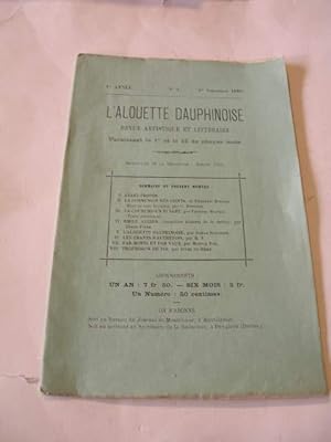 l' ALOUETTE DAUPHINOISE REVUE LITTERAIRE ET ARTISTIQUE PREMIERE ANNEE NUMERO 1
