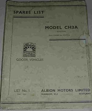 Spares List for Model CH3A (chieften)