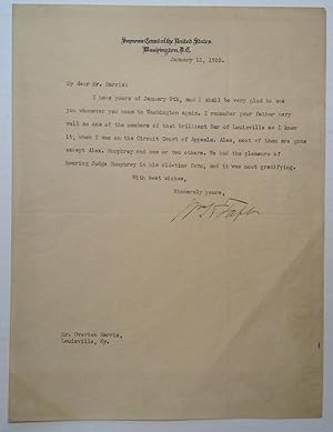 Typed Letter Signed on Supreme Court letterhead