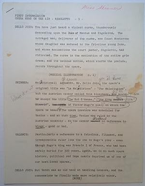 Unsigned Handwritten Notes on a Typed Radio Script