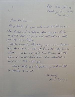 Autographed Letter Signed to a book designer
