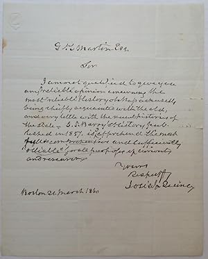 Autographed Letter Signed about Massachusetts history