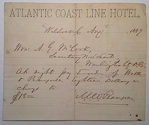 Autographed Note Signed on "Atlantic Coast Line Hotel" stationery