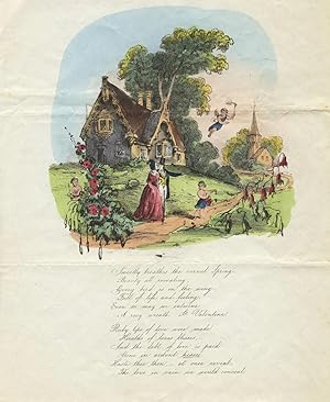 Letter sheet with large, hand-colored vignette