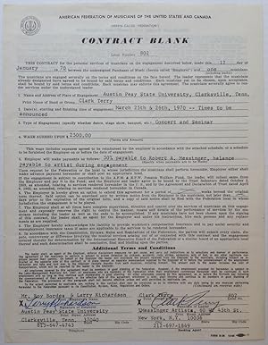 Signed Contract on "American Federation of Musicians" letterhead