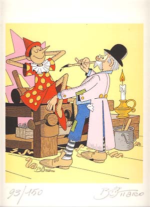 Pinocchio Signed and Numbered Limited Edition Print. Art by Luciano Bottaro