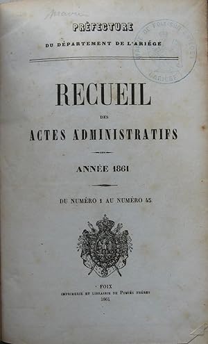 Recueil des Actes Administratifs du Département de l'Ariège 1861