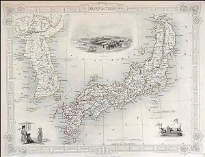 'JAPAN & COREA'. Map of Japan and Korea.