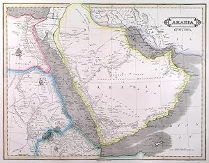 ARABIA . Map of Arabia with the adjacent countries of Egypt and Nubia.