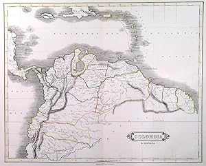 COLOMBIA & GUYANA. Map of northern South America, comprising Ecuador, Colombia, Venezuela, Guya...