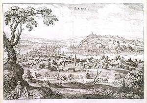 LYON. View of Lyon in France from a height. Engraved by Merian and published by