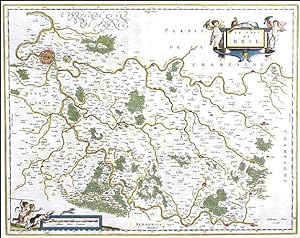 LE PAIS DE BRIE. Decorative map of the region of Brie southeast of Paris, home of the famous Fr...