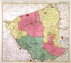 FLANDRIAE COMITATUS PARS OCCIDENTALIS.. Map of northwest Flanders, the French region along the ...