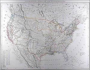'VEREINIGTE STAATEN VON NORDAMERIKA'. Large map of the United States. Printed on four sheets.