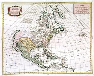 CARTE DE LAMERIQUE SEPTENTRIONALE. Map of North America with cartouche and scale of miles.