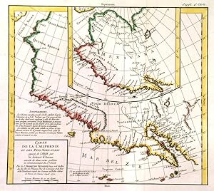 CARTE DE LA CALIFORNIE ET DES PAYS NORD-OUEST SEPARÉS DE LASIE PAR LE DÉTROIT DANIAN.. Detail...