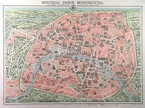 NOUVEAU PARIS MONUMENTAL. ITINERAIRE PRATIQUE DE LETRANGER DANS PARIS. Plan of Paris seen from...