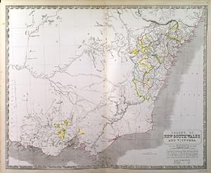 COLONY OF NEW SOUTH WALES AND VICTORIA . The Gold Diggings are coloured yellow. Also indicated ar...