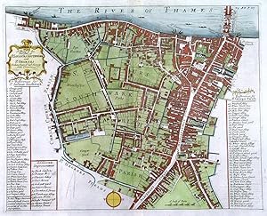 A MAPP OF THE PARISHES OF ST. SAVIOURS SOUTHWARK AND ST. GEORGES.. Detailed plan with table of ...
