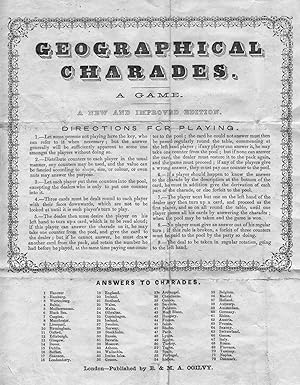 GEOGRAPHICAL CHARADES. A GAME. Leaflet with directions for playing and answers to charades, 78 ...