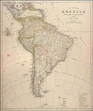 SÜD-AMERICA.. Nice map of South America including the Schildkroten or Gallapagos Islands. The ...