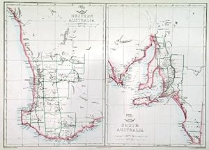 WESTERN AUSTRALIA and SOUTH AUSTRALIA. Two maps on one sheet. For Weekly Dispatch Atlas engra...