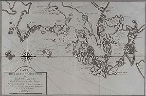 CARTE DE LISLE DE CHEU-CHAN OU ISLE DE CHUSAN.. Map of the coastal area east of Ningbo in the ...