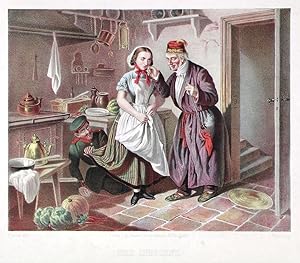 THE INNOCENT. A Kitchen scene: The Kitchen Maid acts all shy and innocent in the presence of he...