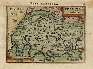 FRANCIAE INSULA. Miniature map of the Greater Paris area.