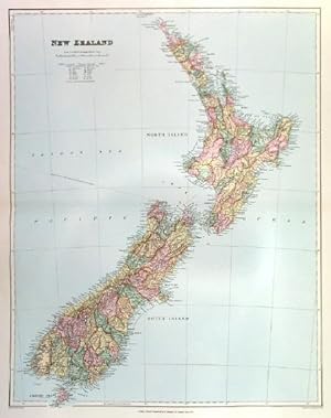 NEW ZEALAND. A detailed map towards the end of the 19th century.