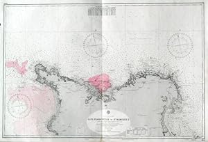 CAPE FLAMANVILLE TO ST. MARCOUF IS.. Detailed sea chart of Cherbourg harbour on the French nort...