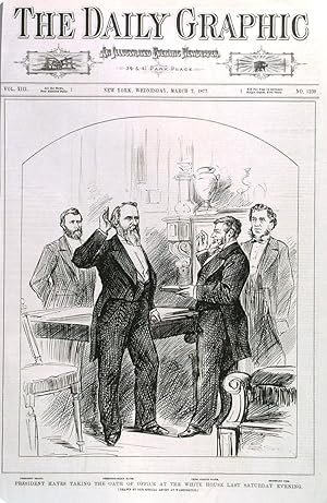 INAUGURATION OF PRESIDENT HAYES -- PRESIDENT HAYES TAKING THE OATH OF OFFICE AT THE WHITE HOUSE ...