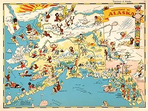 TERRITORY OF ALASKA. Curious map of Alaska. Designed by