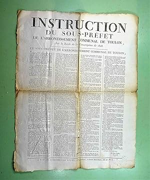 AFFICHE OFFICIELLE Instruction du Sous-Préfet du Var, Blain, sur la levée de conscription de 1808.