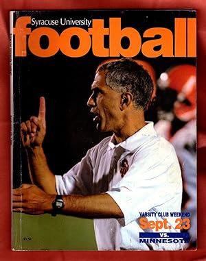 Syracuse University Football Program, Minnesota Game, 9-23-1995. Paul Pasqualoni cover